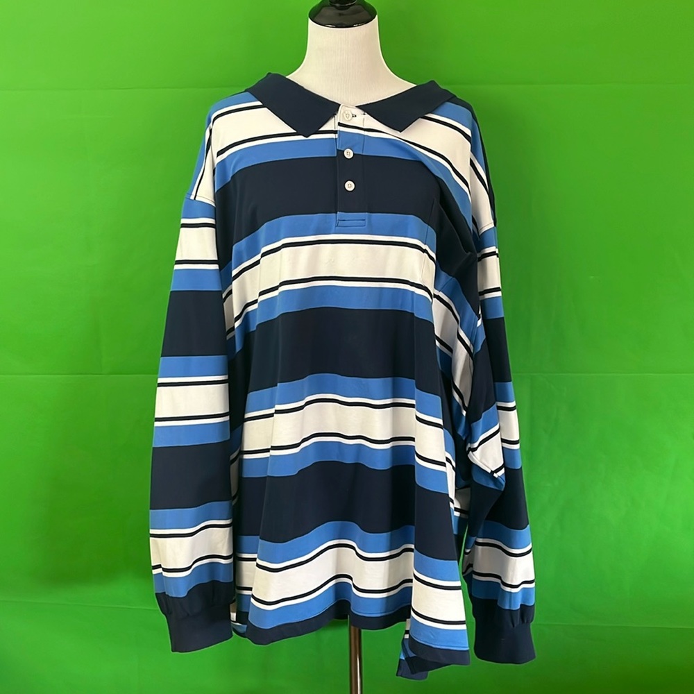 Navy/baby blue long sleeve Liberty Blues polo.